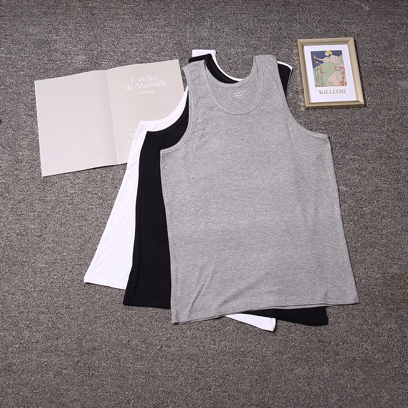 Men's Vest Fitness Elastic Vest Thickened Threaded Vest American Sweat Absorbing Sports Pulled Vest, White 3XL_viptrois.com
