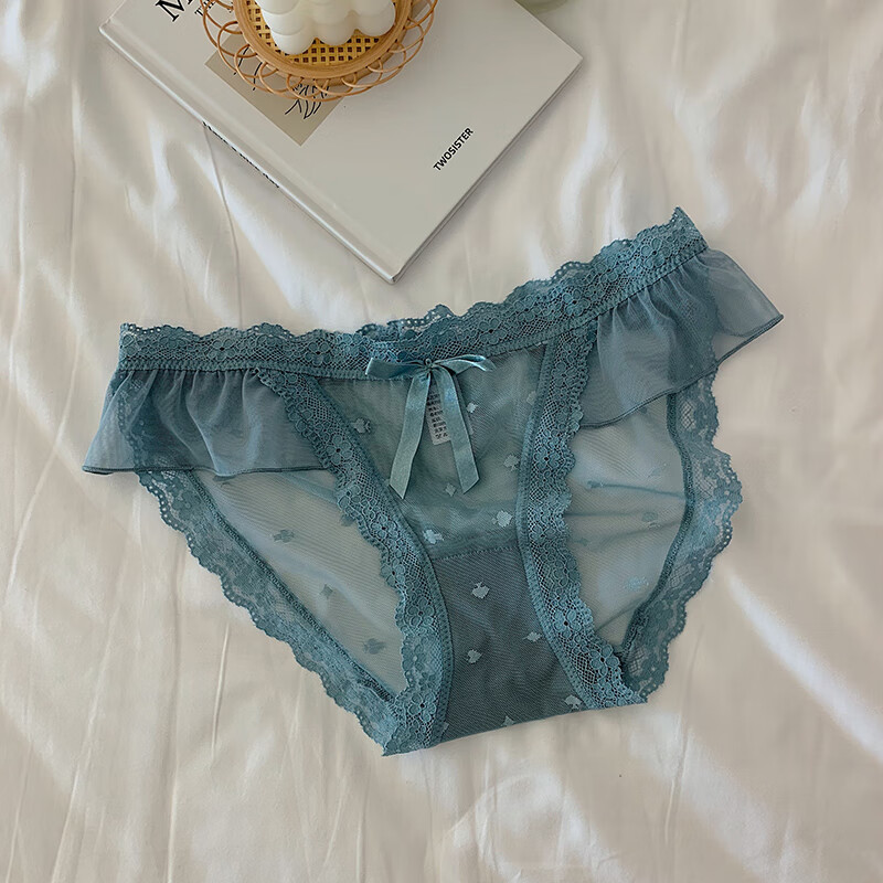 内裤女性惑蕾丝舒适性感低腰无痕冰丝透气少女士三角短裤夏季 米色 m