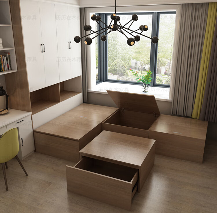 塔塔米榻榻米床衣柜一体拼沙发租房小户型小卧室连体床和衣柜卧室组合