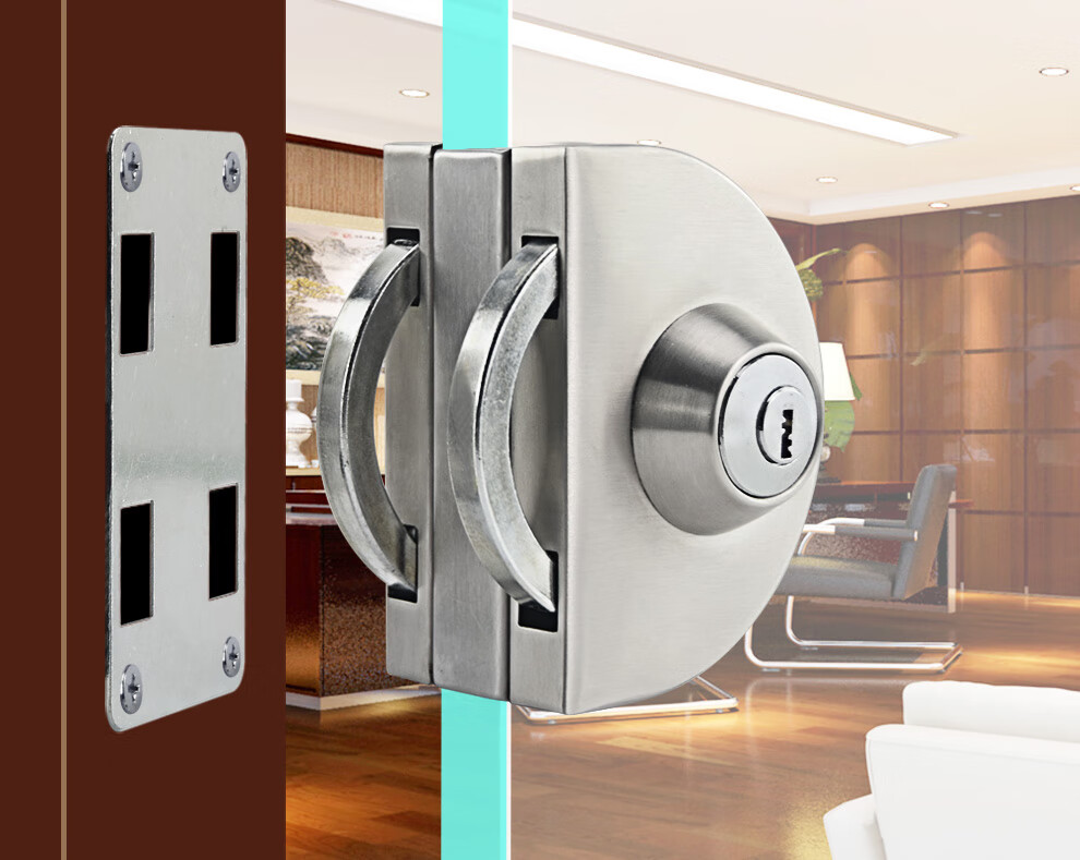 定做 不锈钢玻璃门锁 半圆形免打孔无框门锁 推拉单双门玻璃锁 201