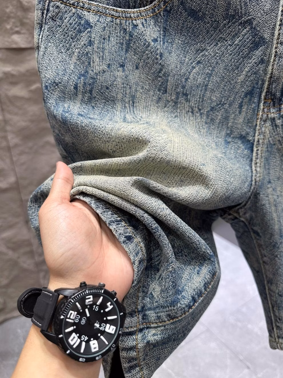 High-end Denim Shorts Men's Trendy Brand American Thin Five-point Pants 2026 Summer New Men's Casual Half Pants, Blue 28_viptrois.com