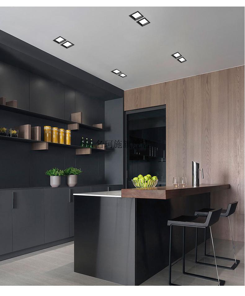 蜂窝板小方灯 长方形筒灯嵌入式led双头10x20卫生间天花灯吊顶格栅灯