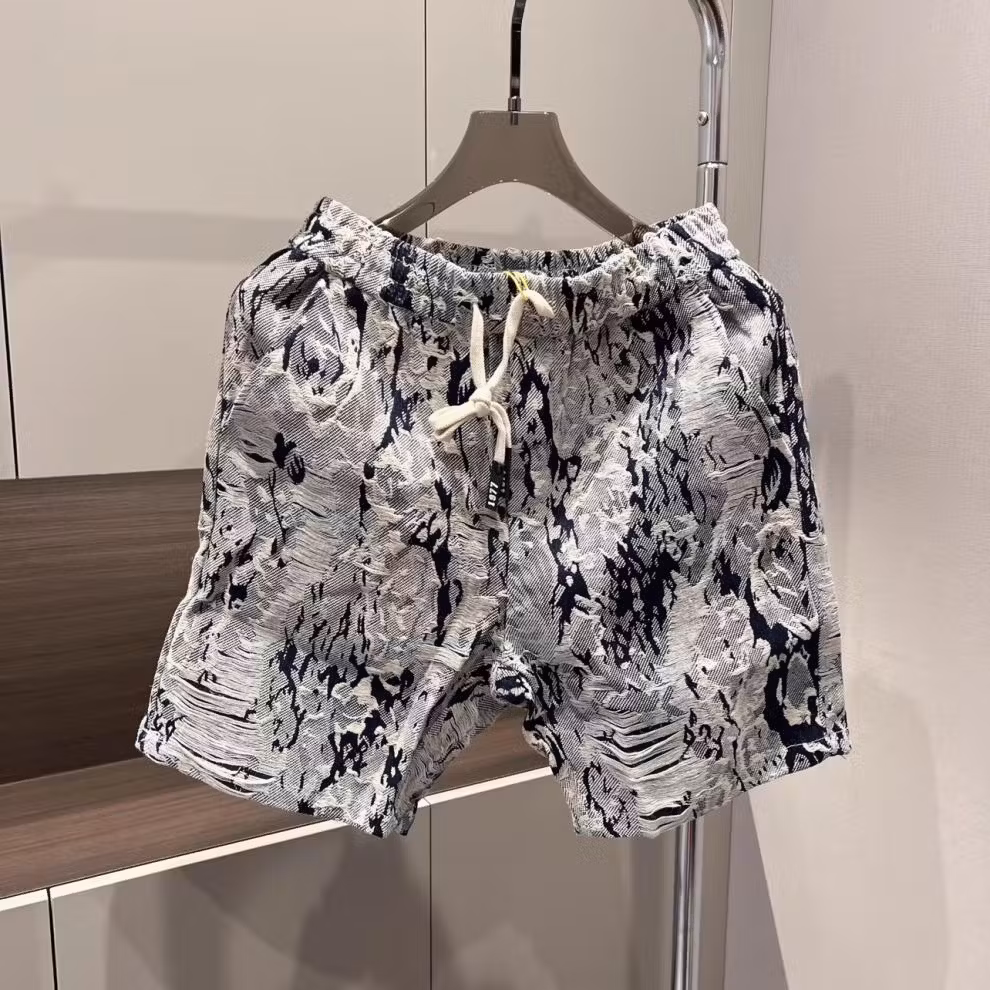 High-end Floral Denim Shorts Men's 2026 Summer Fashion Versatile Loose Blue And White Porcelain Five-point Pants Casual Pants, Color 28_viptrois.com