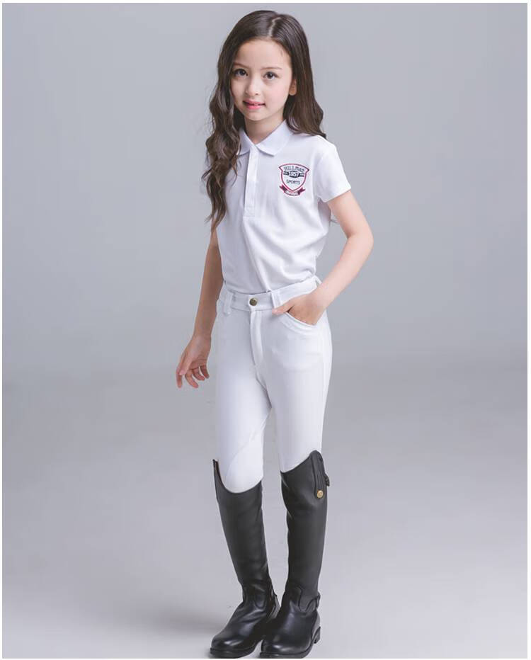131儿童马术polo衫儿童马术t恤 儿童马术比赛t恤骑马t恤马术服装贝纳