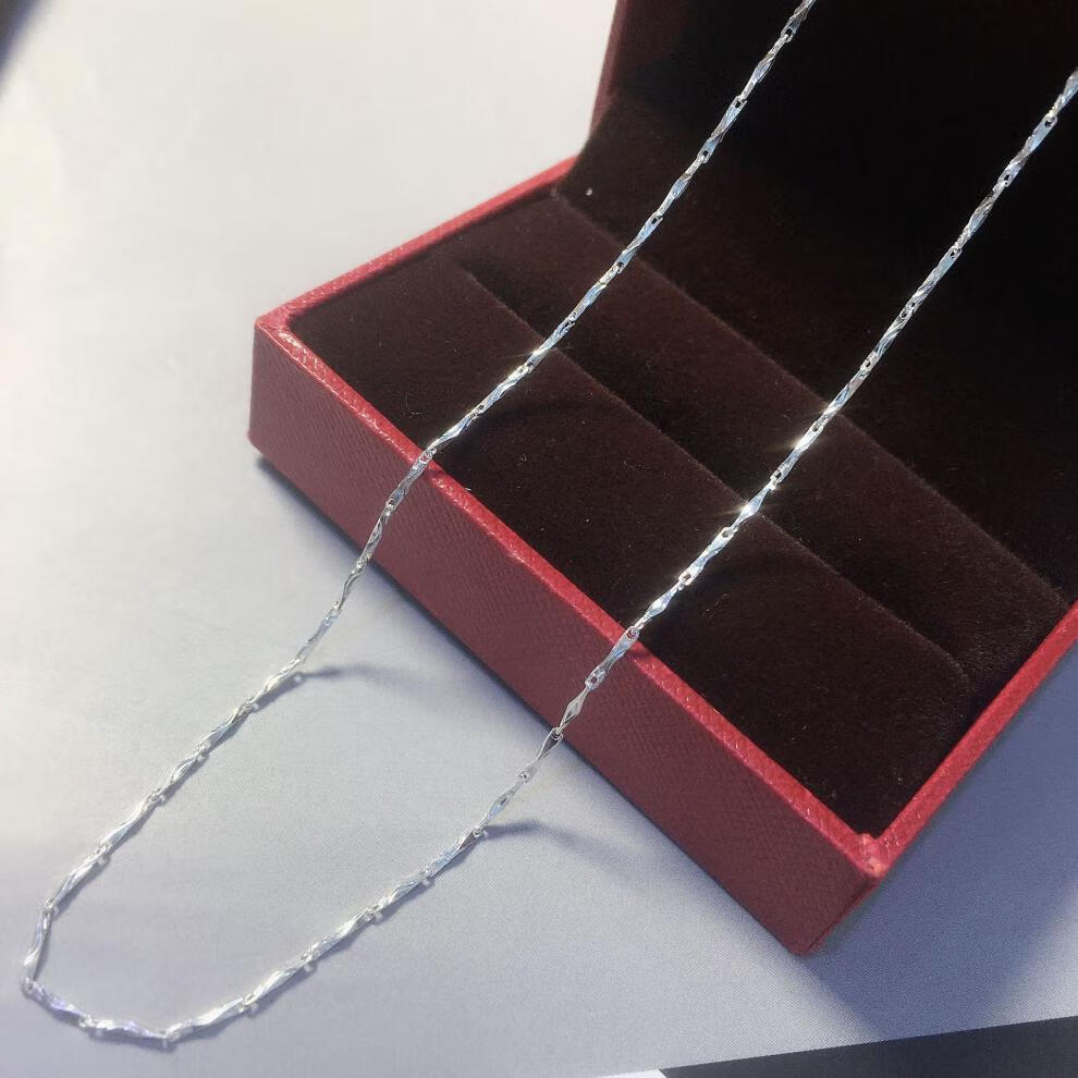 99项链女素链男无吊坠足银锁骨链 银单链子直播款 足银999元宝链约2g