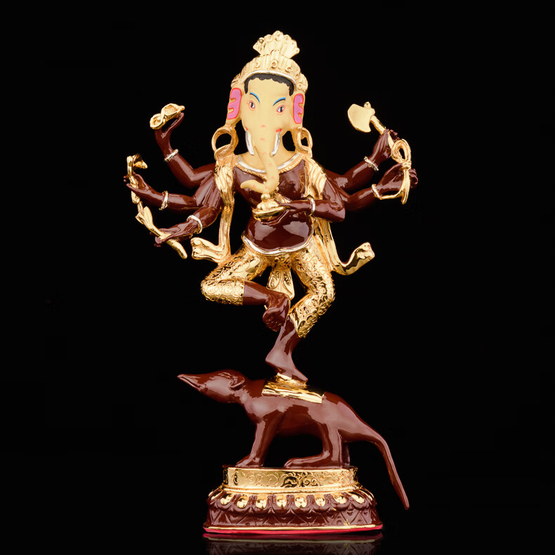台湾盛凡红财神佛像密宗象鼻财神象头神金刚杵黄铜鎏金藏传佛教 sm23