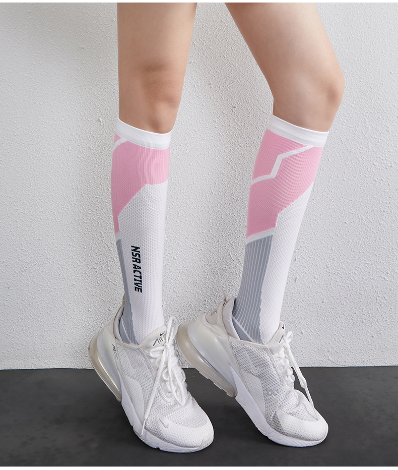 支持国货李宁运动袜子女士户外骑行健身高长筒袜压缩显瘦马拉松跑步