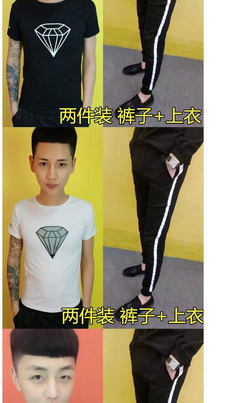 旺仔套装男精神小伙紧身夏天衣服网红甩头耍酷专用时尚潮流桖短袖 b19