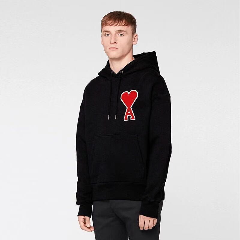 【过验版本】ami paris刺绣大爱心连帽马卡龙色圆领卫衣男女款 浅蓝