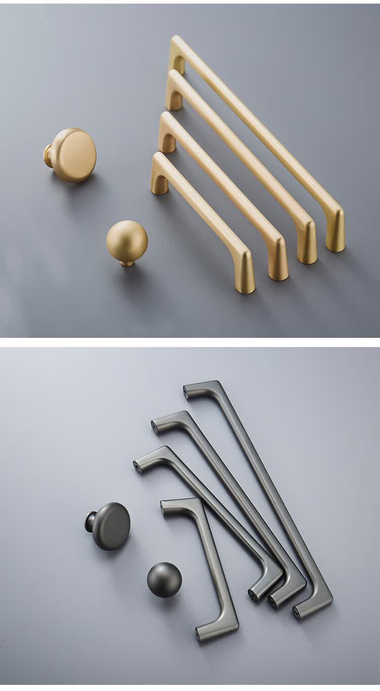 刷新爱柜子拉手抽屉金色现代简约橱柜衣柜门长把手单孔五金配件家用