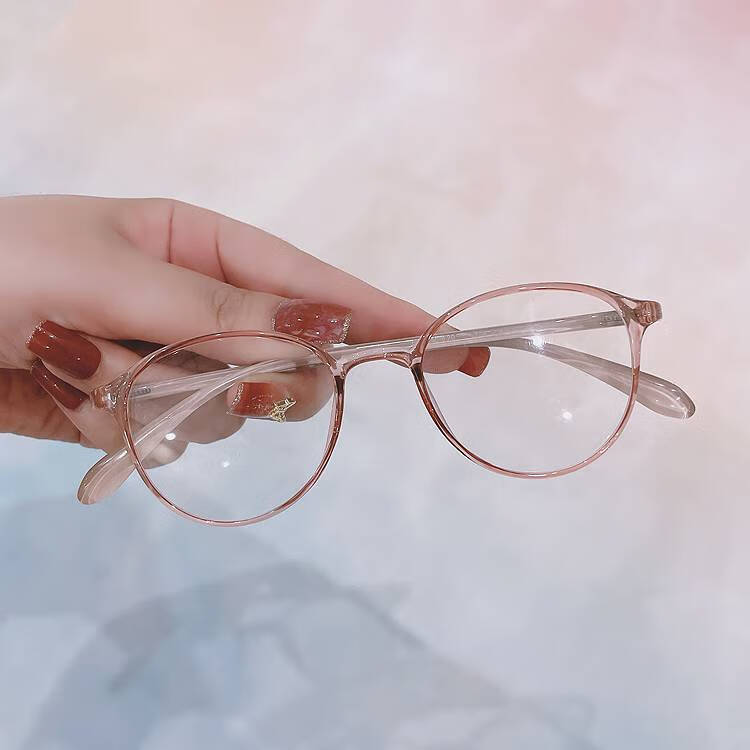 透明超轻青少年学生眼镜框近视女有度数可配小脸防蓝光成品韩国圆