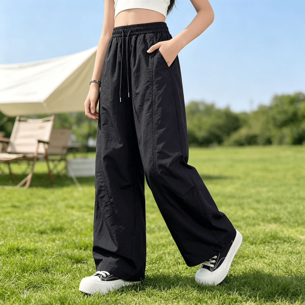 Doudou Kingdom Girls' Mosquito repellent Pants, summer thin children's quick-drying sports pants, summer dress for older women, summer casual long pants for girls, white, 160 thumbnail 8