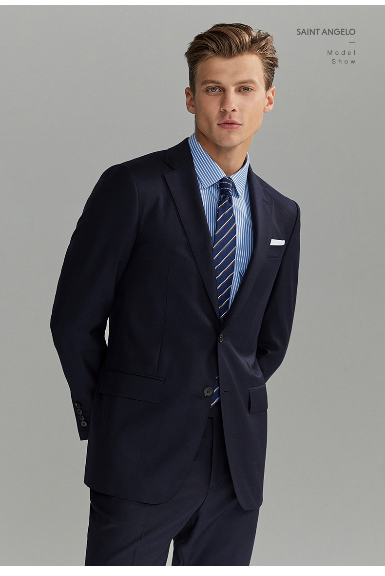 报喜鸟西服男外套(单上衣)商务正装大格纹羊毛西服纯色新郎礼服西装男