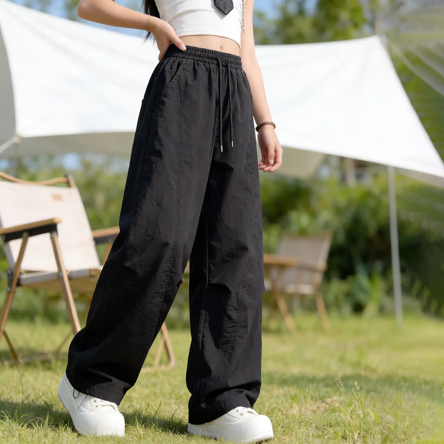 Doudou Kingdom Girls' Mosquito repellent Pants, summer thin children's quick-drying sports pants, summer dress for older women, summer casual long pants for girls, white, 160 thumbnail 6