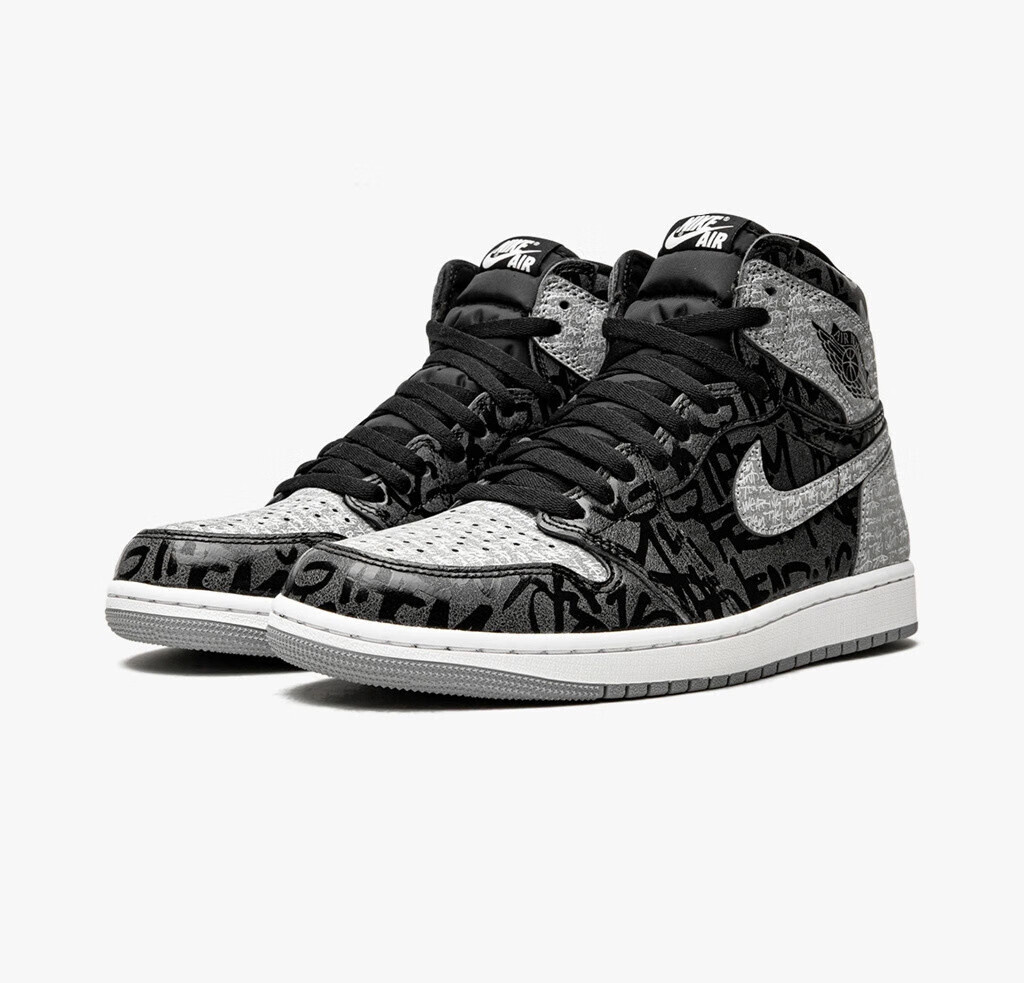 耐克(nike)airjordan1retrohigh黑灰叛逆禁穿男女高帮篮球鞋 555088