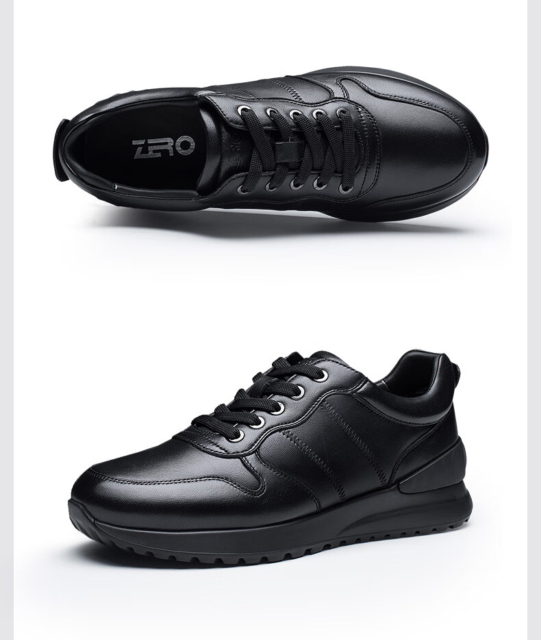 zero零度男鞋休闲鞋新款男士头层羊皮软皮轻便皮鞋男黑色41