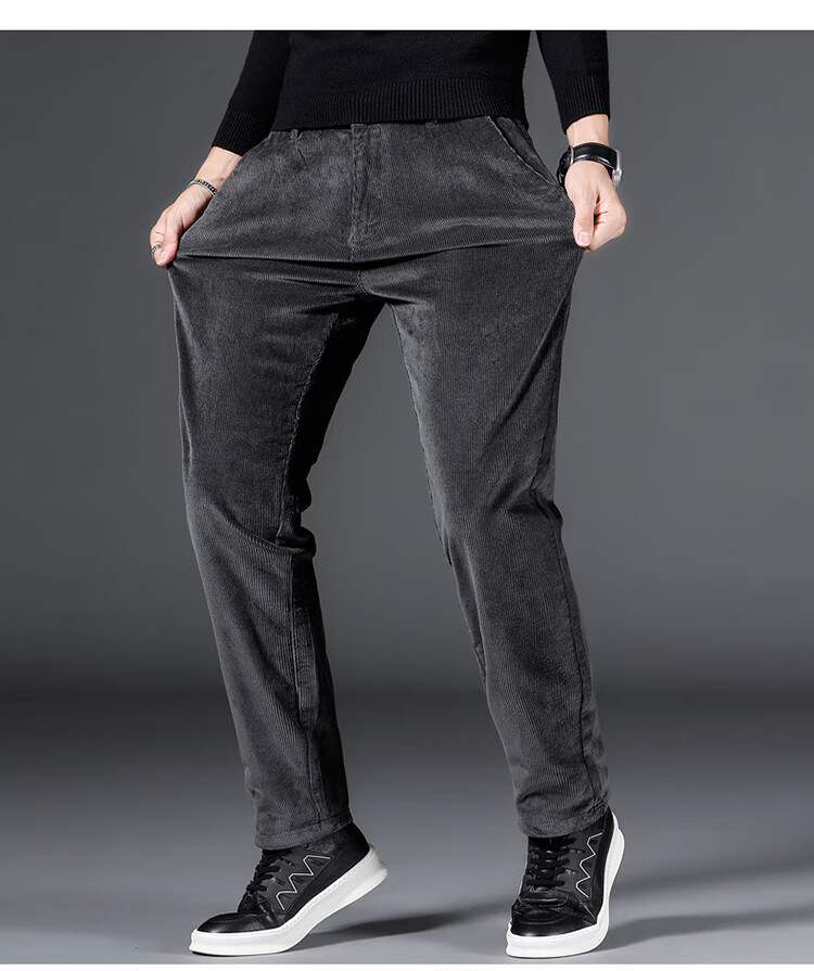 纯棉灯草绒裤子男仕灯芯绒休闲长裤秋冬登芯条绒灯心绒男裤灯芯笼 深