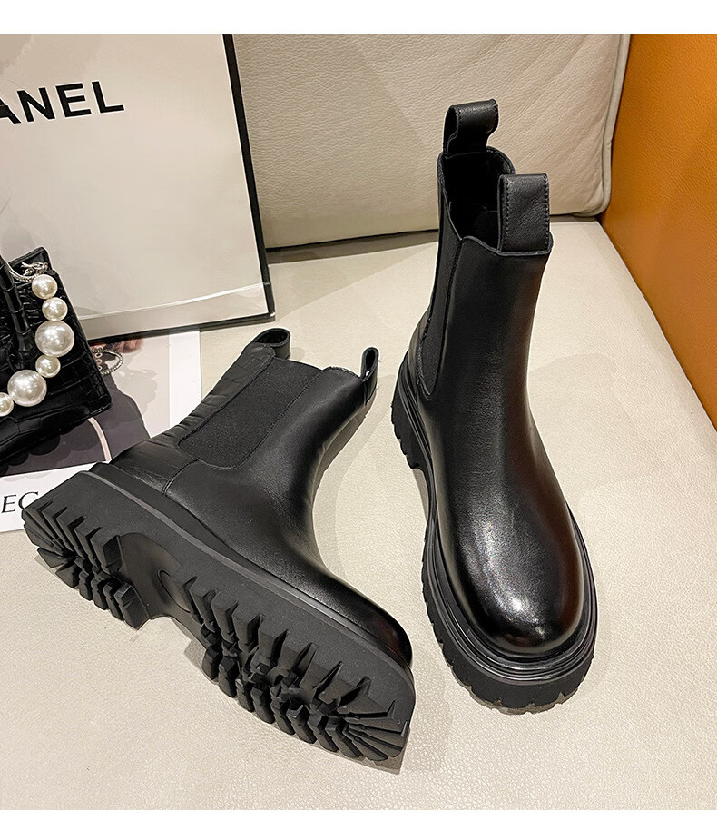 【官方】今年流行款温州美霸2022新款烟筒靴女秋冬季头层牛皮圆头厚底