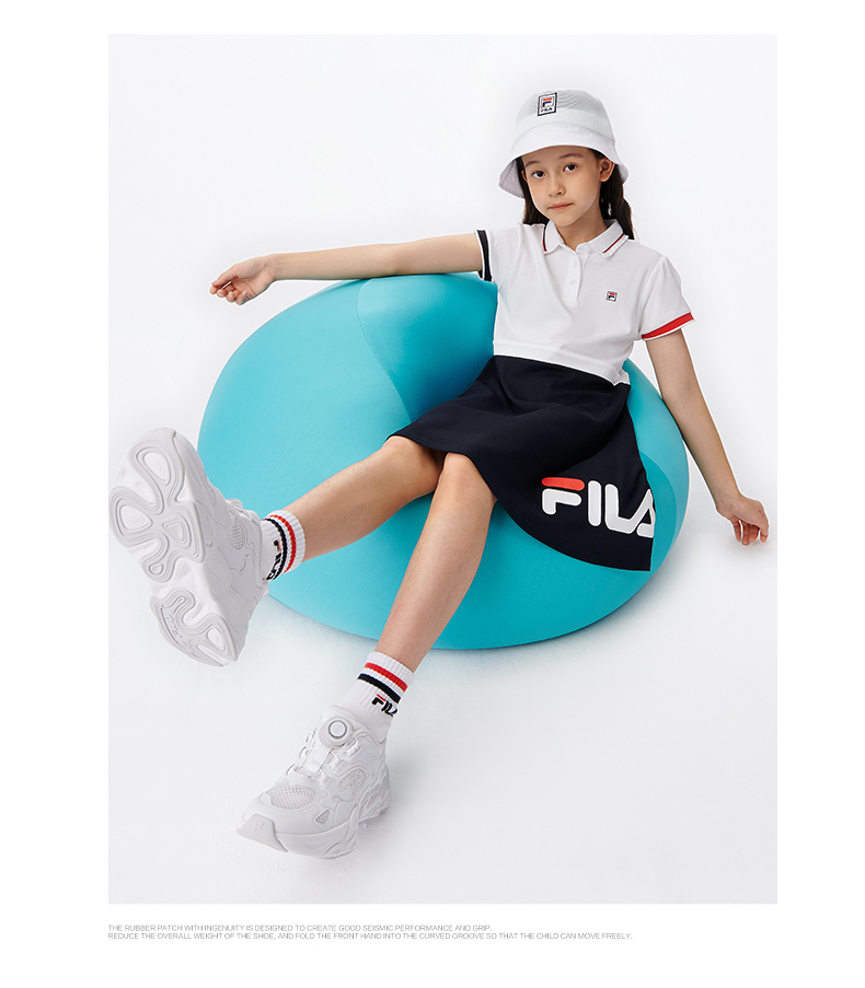 【莱赛尔纤维】fila斐乐童装儿童连衣裙2022秋季新款女童polo裙子