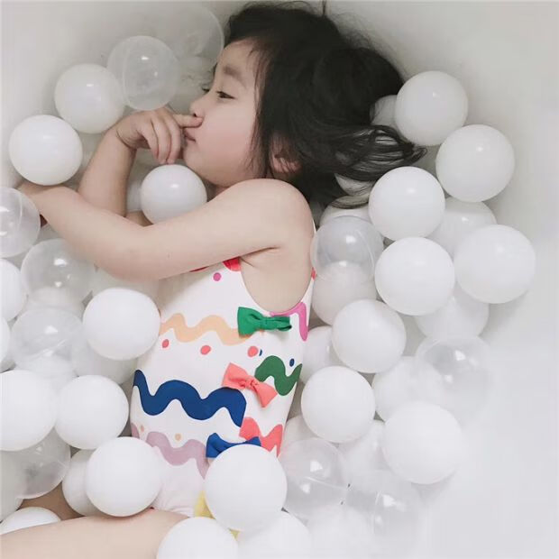 儿童游泳衣女宝宝连体泳衣小孩可爱小公主泳衣套装 泳衣 90(身高70-85