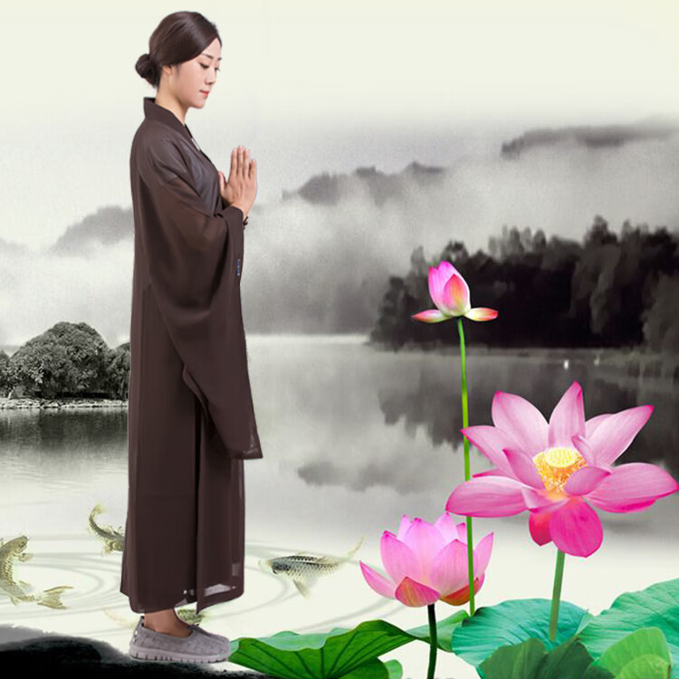 居士服拜佛打坐服 台麻海青居士服男女款秋四季款海清衣服佛女春尼姑