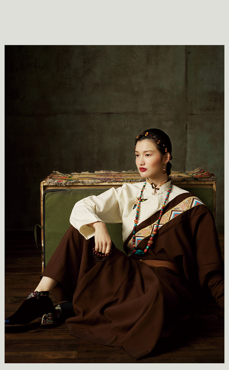 藏族衣服女西藏民族风经典款棉麻女士上衣 传统服饰 日常藏装衬衣 立