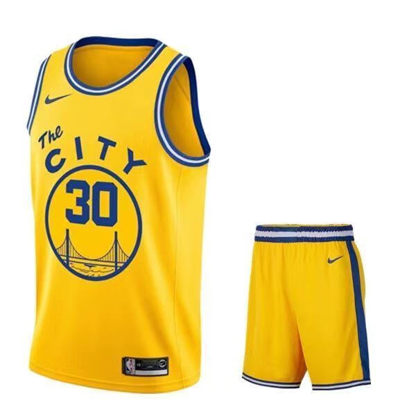 《定制勇士队服库里30号复古球衣套装汤普森男女学生训练比赛篮球服