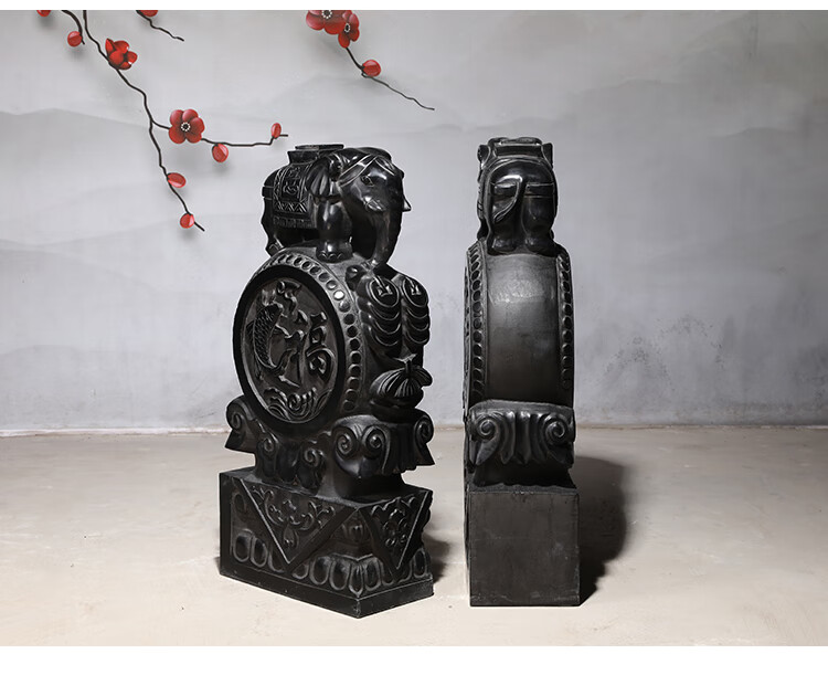 乾弘 石雕石鼓门墩小象抱鼓石大门口摆件吉象纳福大门口摆件石墩子