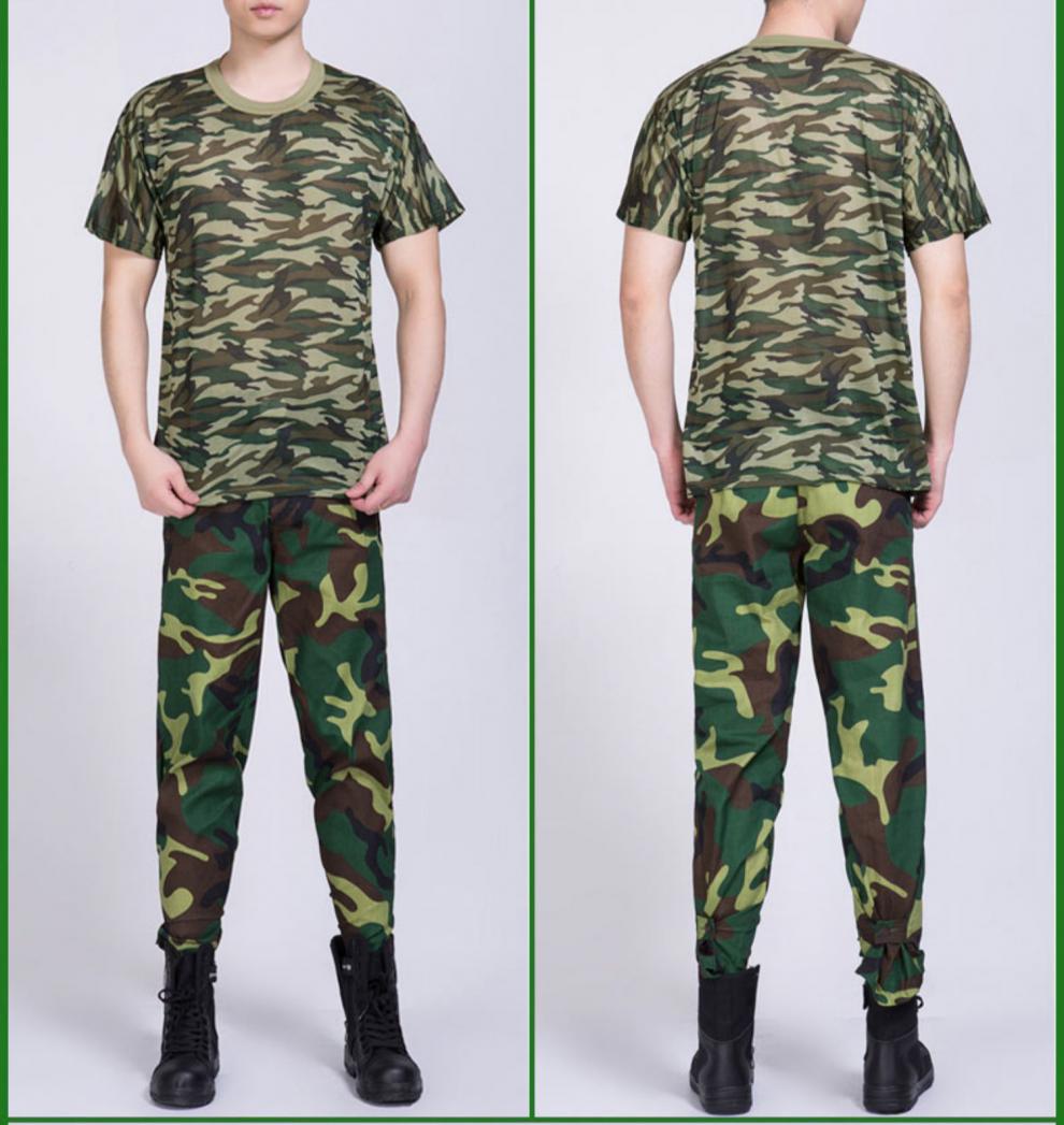 【旗舰自营】大学生军训服夏季 迷彩短袖套装男夏季军训t恤圆领速干