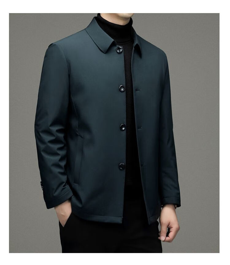 卡思图鲨鱼翻领夹克服男装商务休闲柔软轻保暖宽松大码白鸭绒防寒服