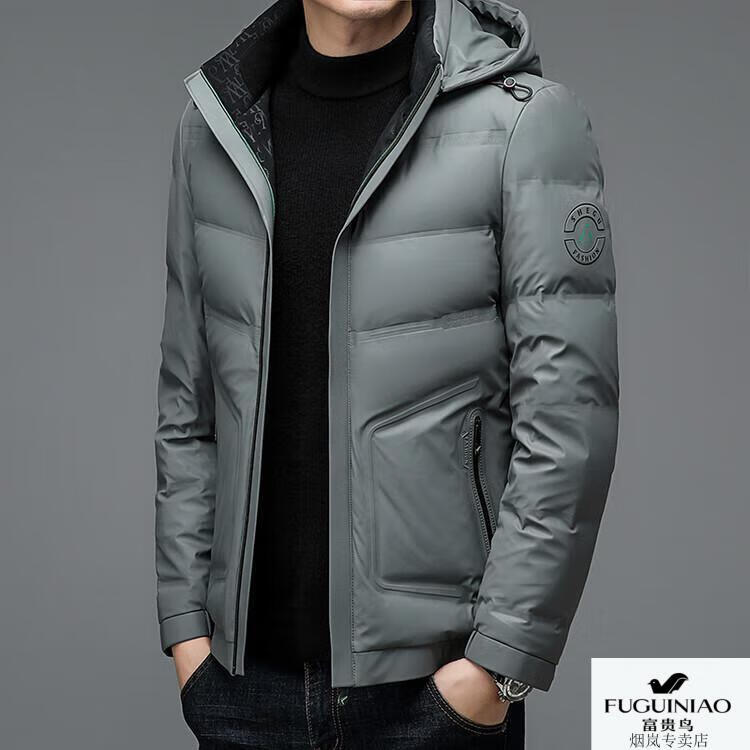 富贵鸟【本地仓】品牌男装冬季新款男士亮皮羽绒服牛奶皮服加厚免洗
