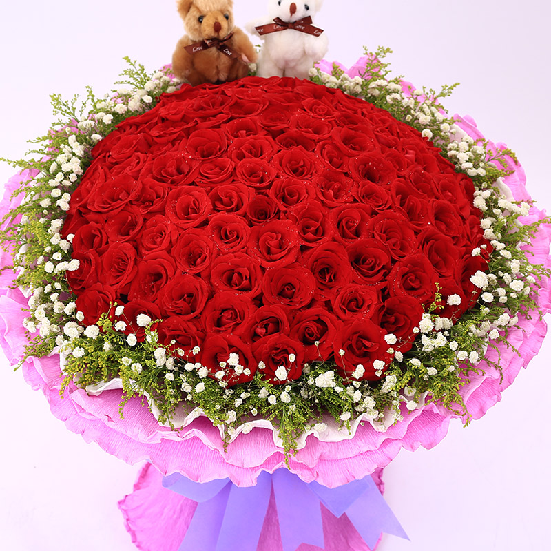 99朵红玫瑰花束武汉西安同城鲜花速递济南北京深圳上海生日送女友北京