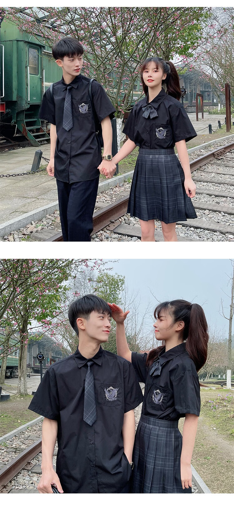 思慕登dk套装拍毕业照礼服套装男高中生dk黑衬衫男生高三毕业白衬衫