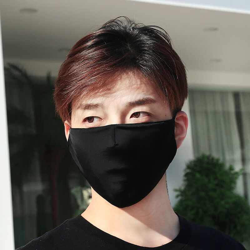 口罩时尚防晒口罩男夏季薄款冰丝帅气潮网红透气可水洗男k2黑色3个