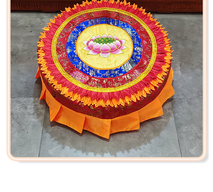 九品刺绣家用寺庙拆洗跪拜垫拜佛垫套子加厚九品莲花拜垫套70x70cm