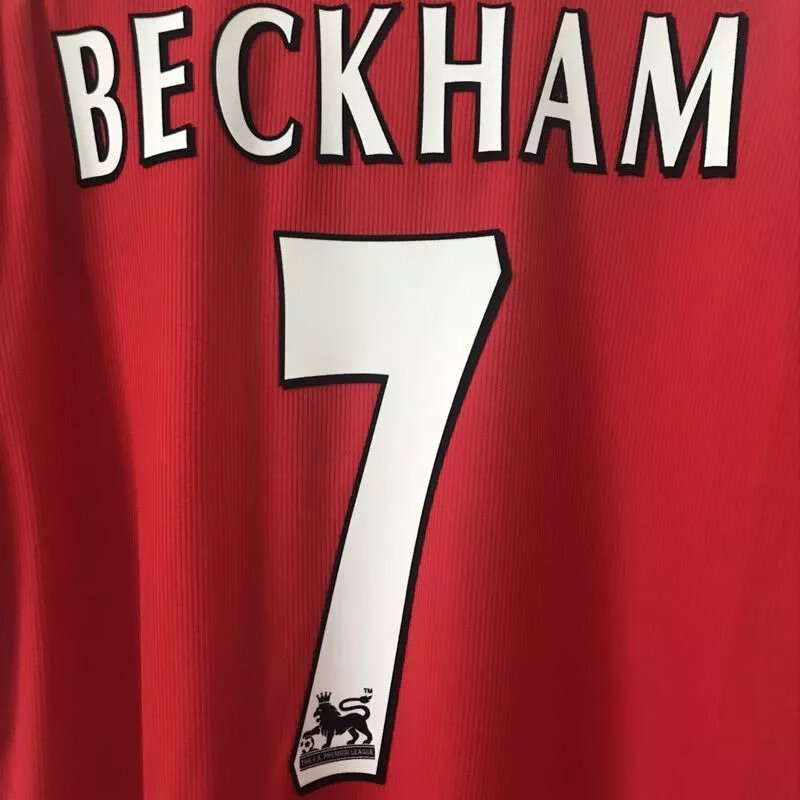 9899曼联主场长袖球衣7号贝克汉姆经典复古怀旧足球服比赛队服男 长袖