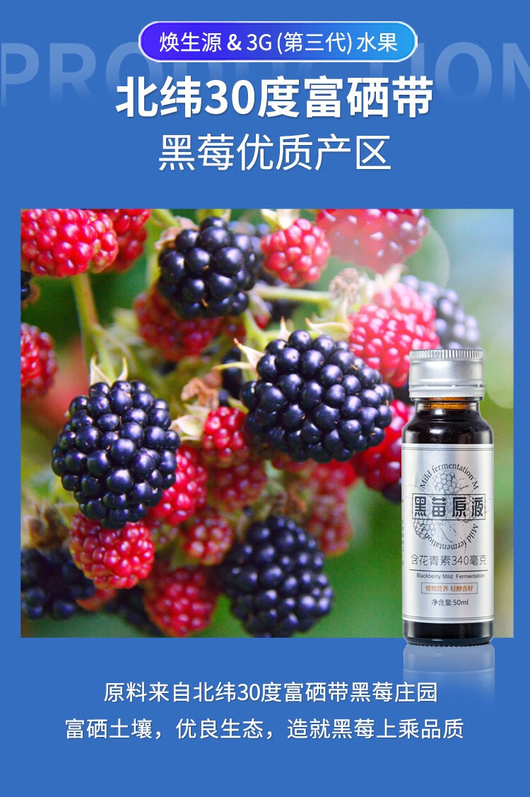 焕生源 黑莓汁原液鲜榨黑莓水果果汁饮料无蔗糖含花青素无添加纯果蔬