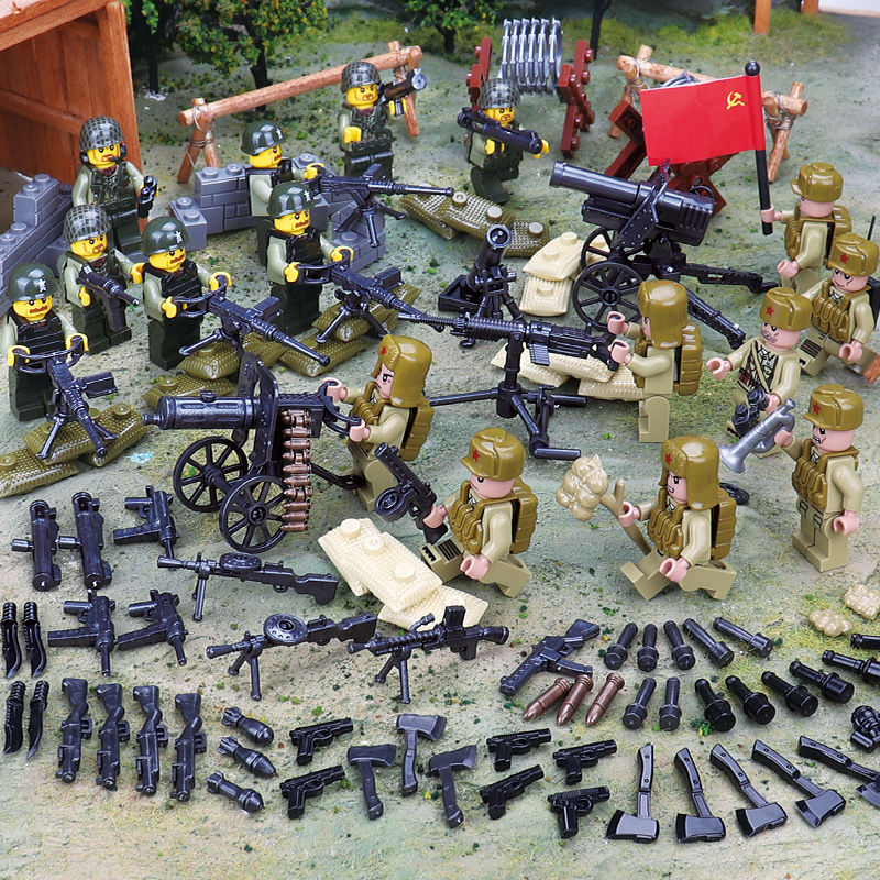 乐高(lego)男孩积木抗美援朝志愿军八路军红军拼装二战军事人仔