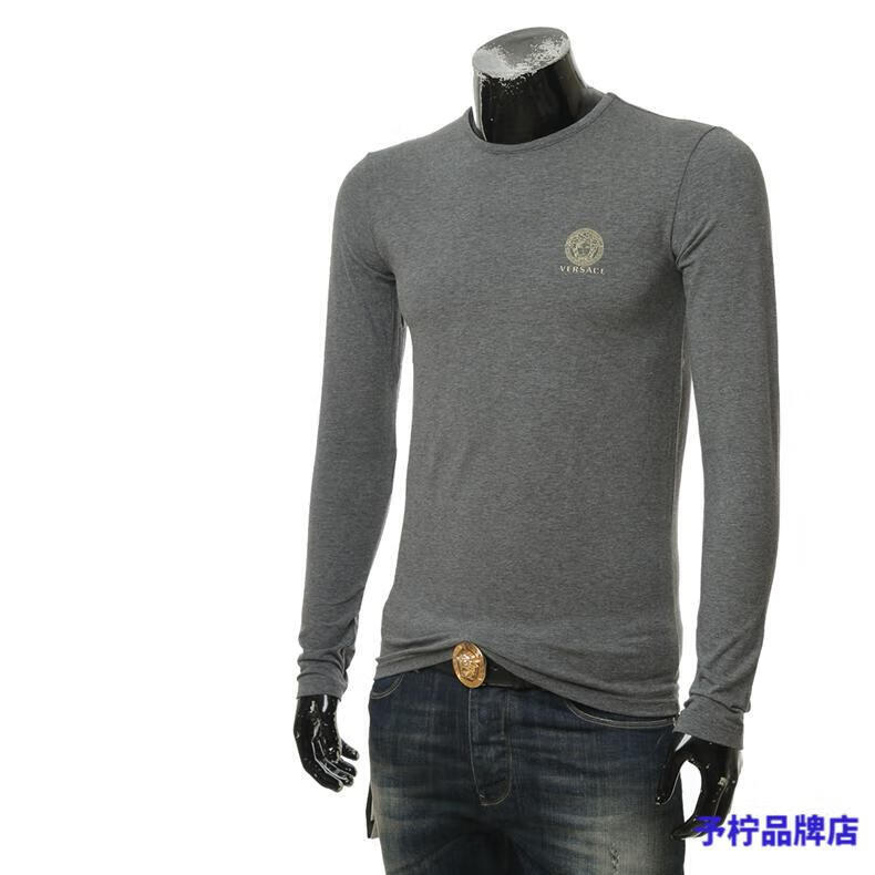 versace/范思哲烫金美杜莎 男士长袖圆领t恤 黑色 a1008 m【图片 价格