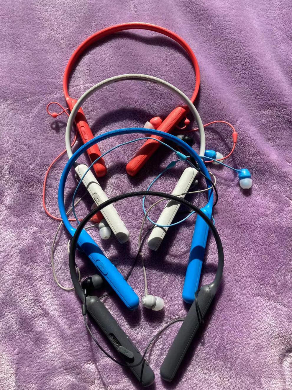 准新sony索尼wic400挂脖颈挂式运动跑步入耳式无线重低音蓝牙耳机红色