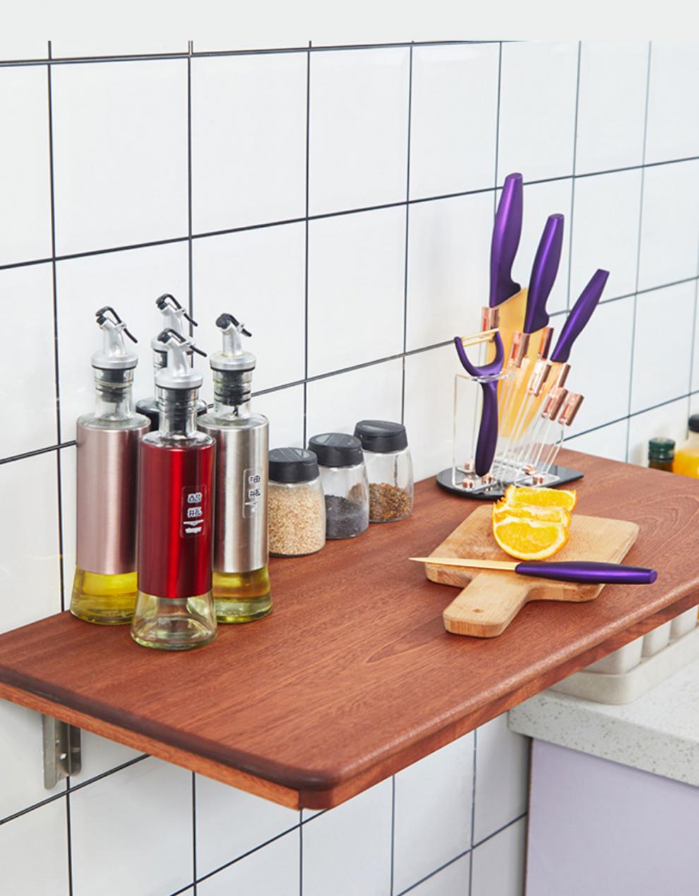 实木壁挂式可折叠桌连壁餐桌厨房台面挂墙上小桌子靠墙桌板学习桌