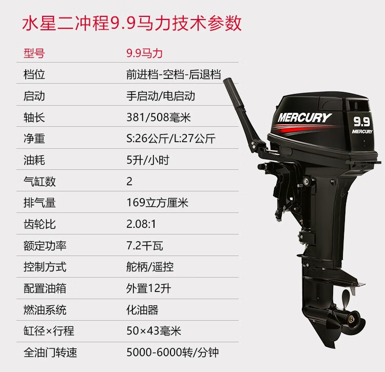 船外机推进器 汽油 水星船外机 二 四冲程船用发动机 汽油推进器 船尾