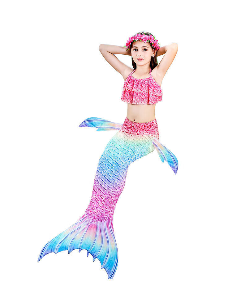 美人鱼尾巴女童泳衣演出潜水表演服泳装人鱼服装儿童比基尼套装宝宝