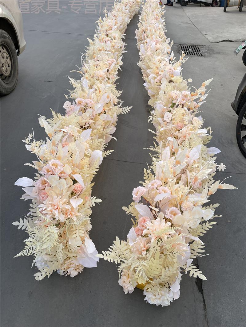 香槟色桔色系列婚礼路引婚庆排花绢花摆件装饰挂花桌花加高花排 106花