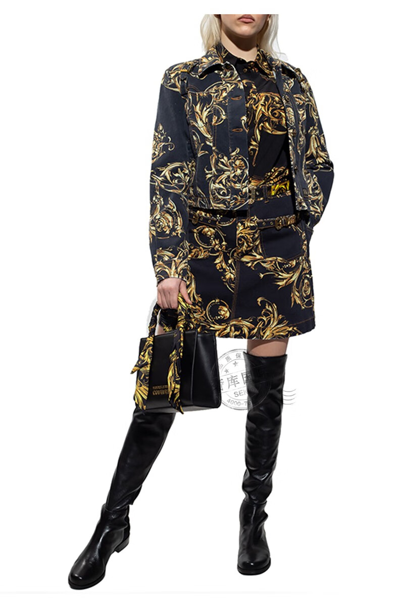 范思哲versace裙子女士巴洛克印花图案a字半身裙粉色72haei52221es012