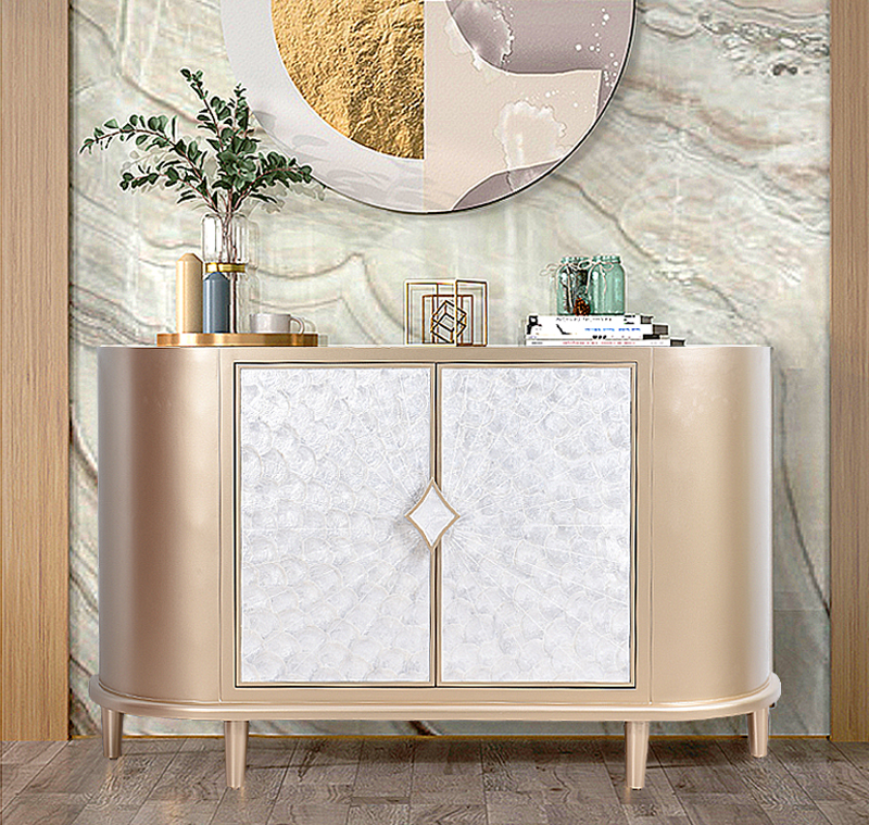 玄关柜进门入户隔断装饰柜轻奢风鞋柜现代简约餐边柜05款半圆对称茶几