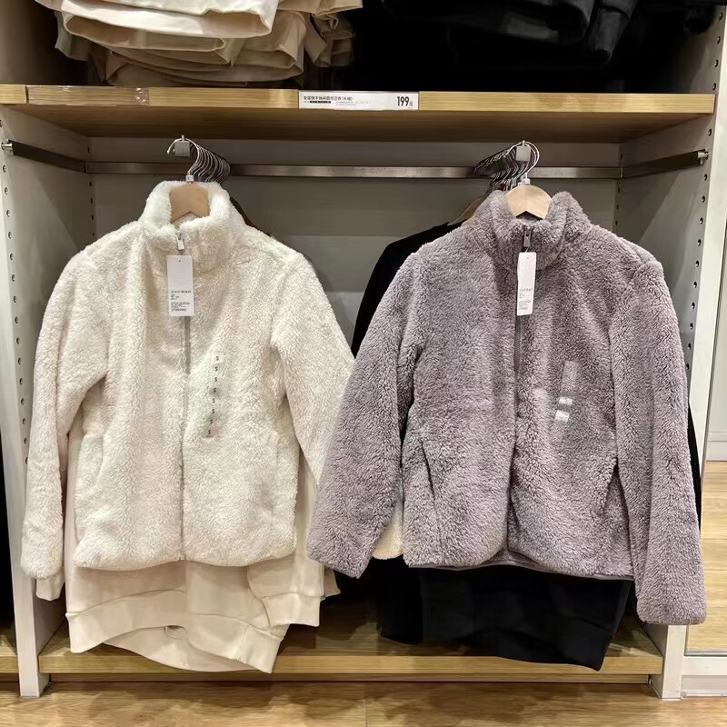 日本uniqlo优衣库摇粒绒外套同款男女秋冬装款立领摇粒绒保暖珊瑚绒短
