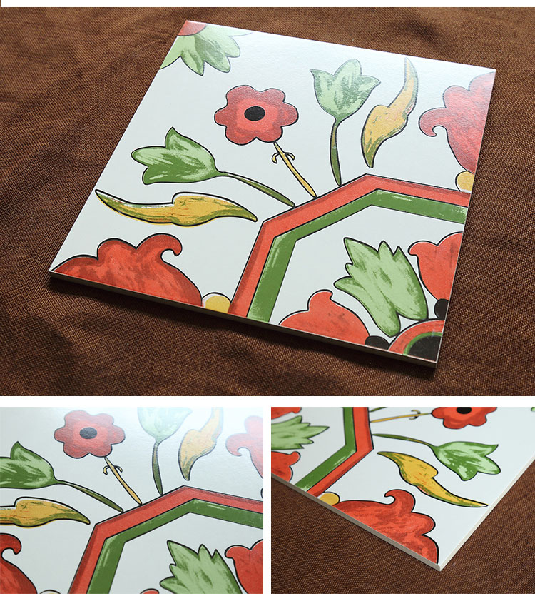 特色复古手绘花砖仿古砖欧式300x300小花砖餐厅厨房墙砖阳台地砖