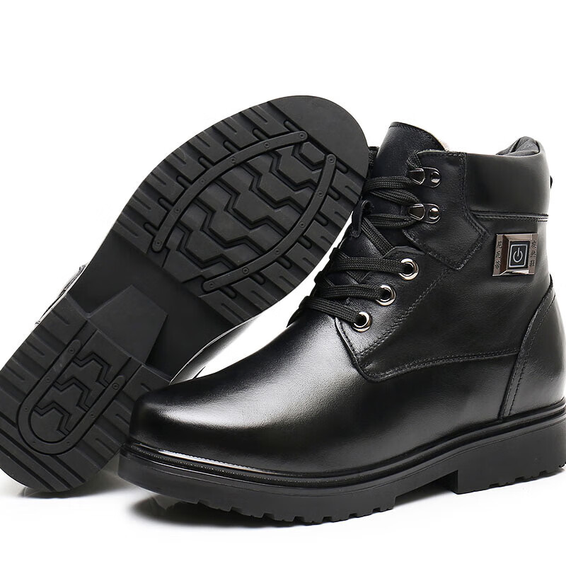 【jd健康】尼瓦蒂冬季加热鞋男户外充电发热鞋电暖皮鞋加绒电热鞋 42