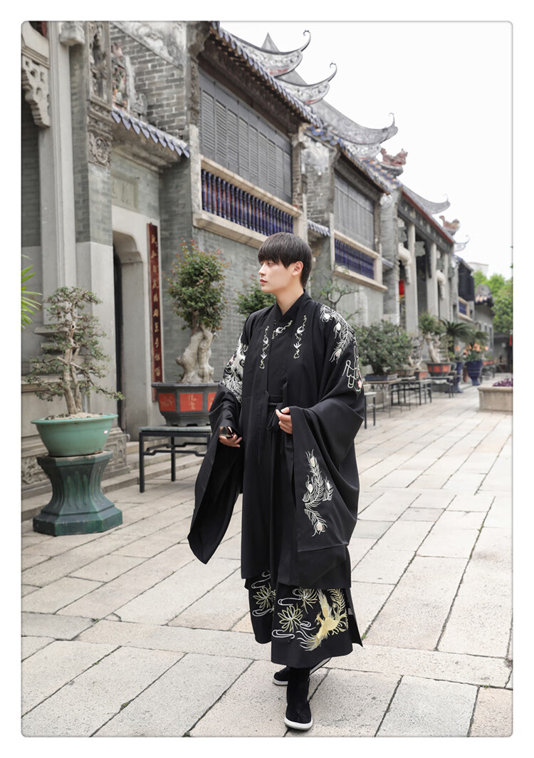 汉服男装古装长袍全套情侣日常汉服女成人学生凤凰飞龙纹男鹤鼈大袖衫